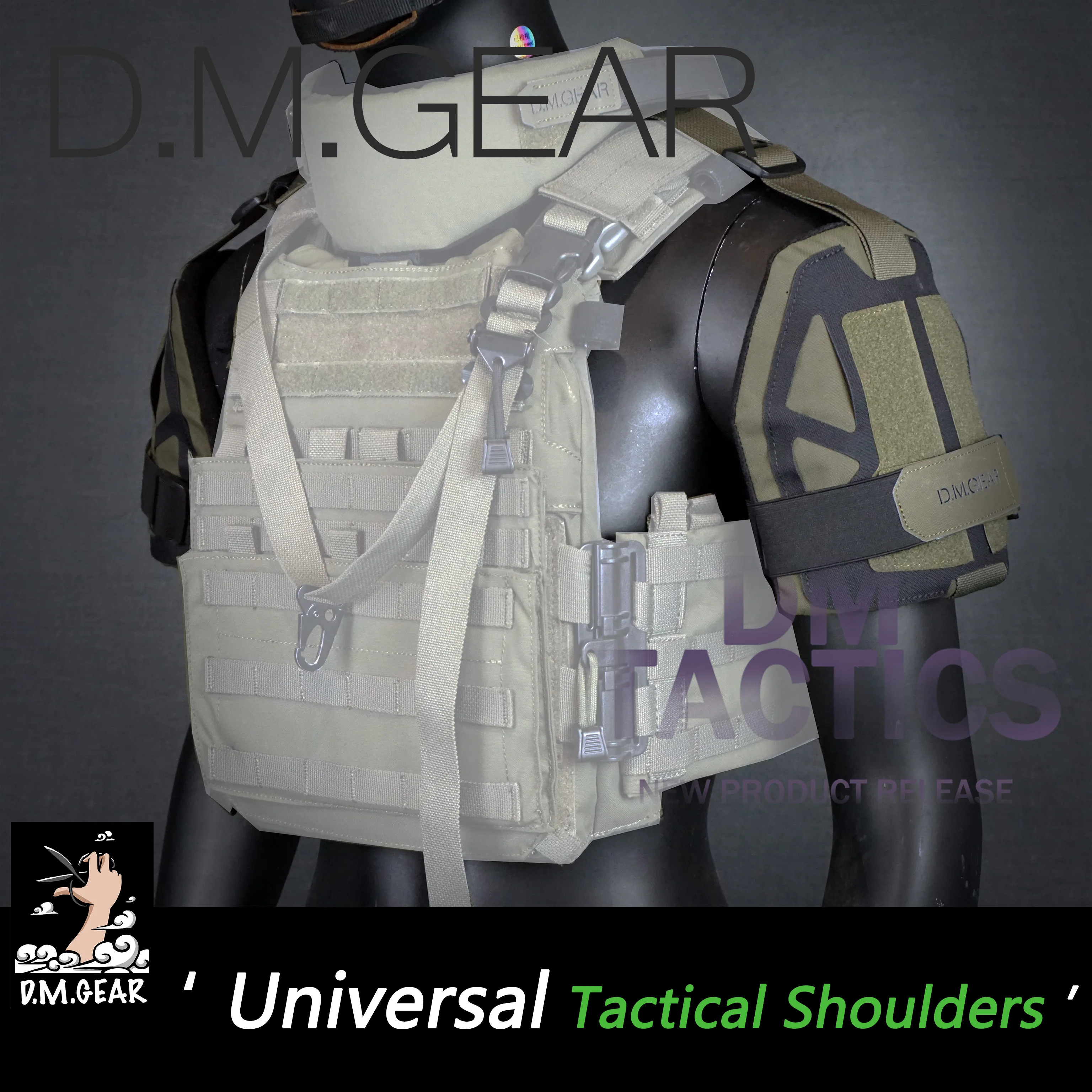 DMgear Steel Series - Tactical Vest Universal Shoulder Pads Shoulder Armor Compatible With All Tactical Vests