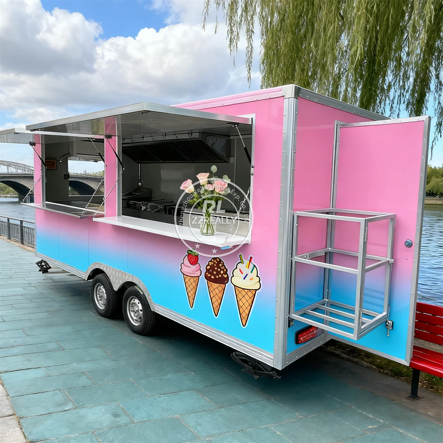 

Street Concession Food Trailer Fully Equipped Ice Cream Cart Customized Coffee Kiosk Street Mobile Food Truck For Sale