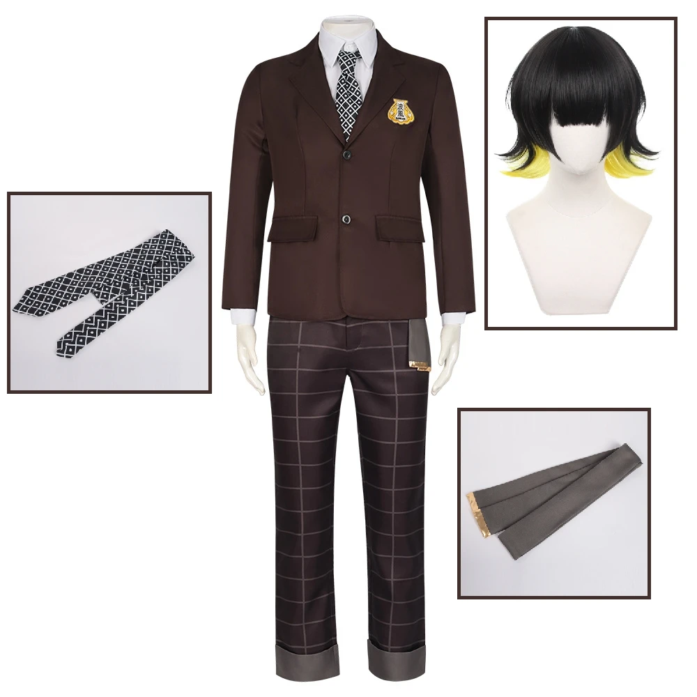 Anime Blue Lock Bachira Meguru Cosplay Kostüm Halloween Rollenspiel Schuluniform JK Männer Mantel Hosen Hemd Gürtel Perücke voller Anzug