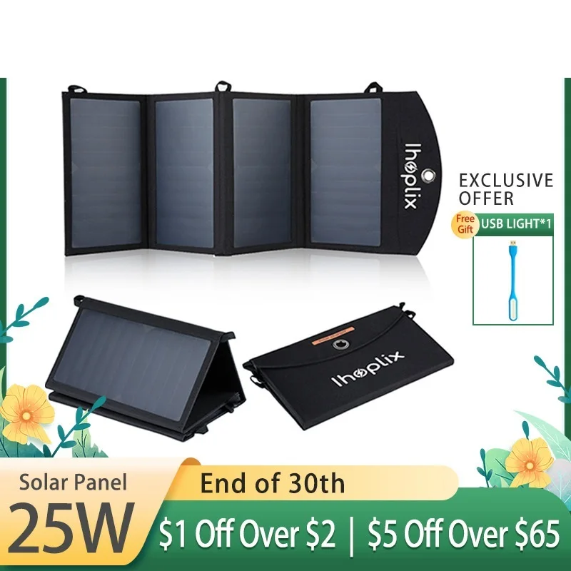 New 25W Solar Panel 5V2A Portable Kit Solar Charger Dual USB Output For IPHONE Mi Smartphone