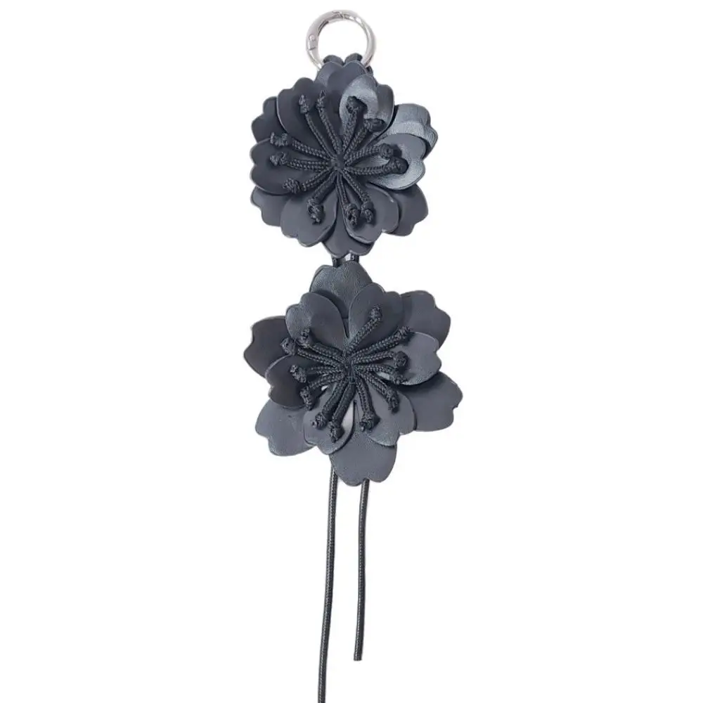 Multi-color Purple Pu Leather Flower Pendant Hanger Lavender Pu Flower Keychain Weave Fashion Bag Charm Car Keyring