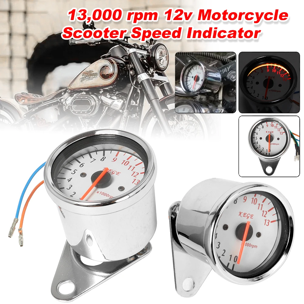 Retro uniwersalny motocykl obrotomierz LCD sygnał prędkościomierz przebieg Gauge 13000RPM Chrome dla Cafe Racer Harley Honda Yamaha