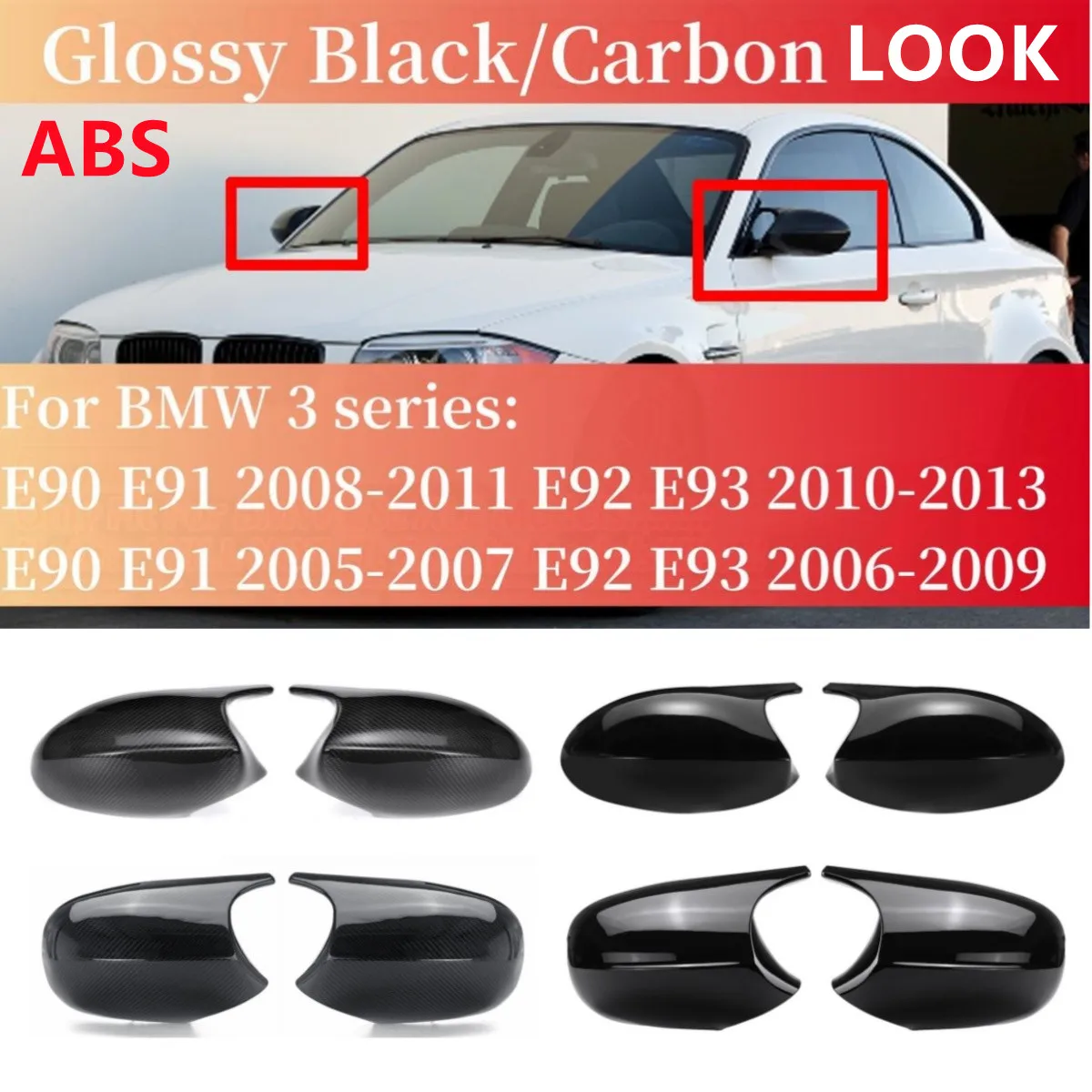 Para Osłon Lusterka Wstecznego Samochodu Do BMW Serii 1 3 E81 E82 E87 E88 E90 E91 E92 E93 2005-2013 Nakładki Na Lusterka Boczne