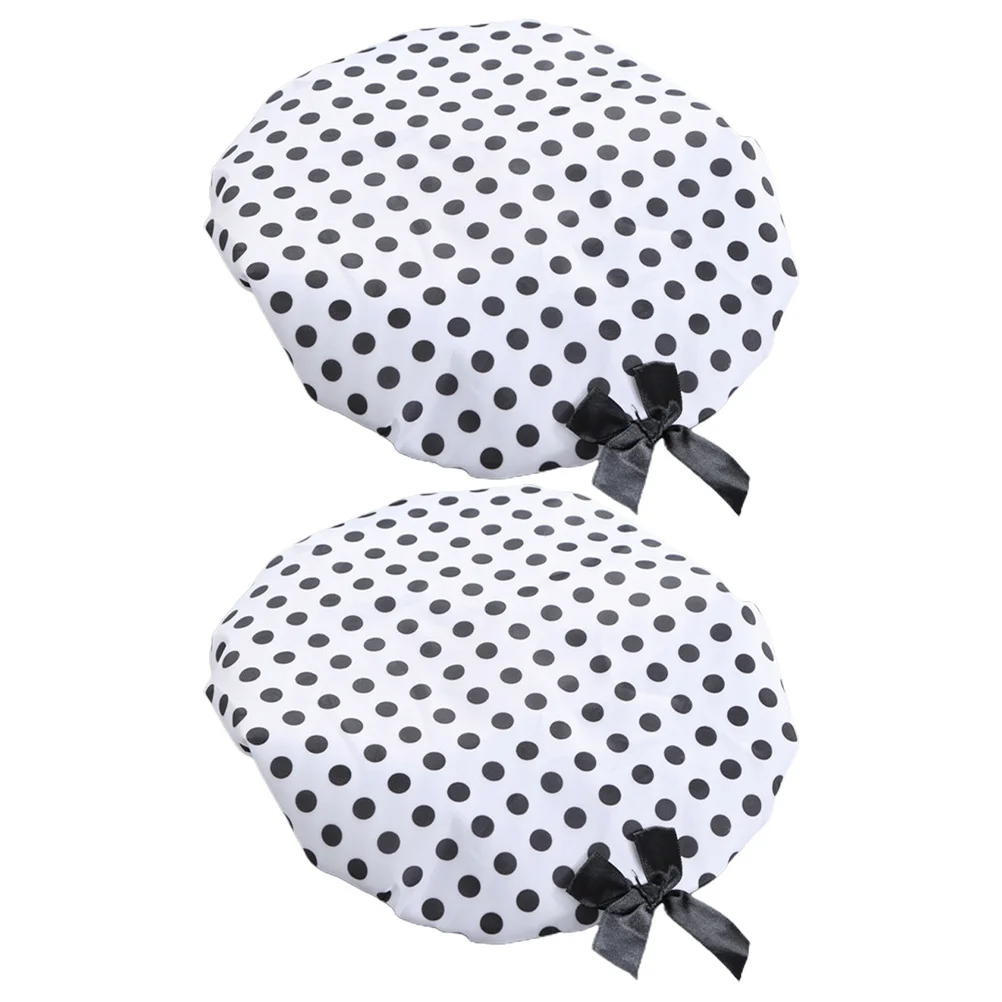 

2 Pcs Women's Hats & Caps Waterproof Elastic Bath Lady Shampoo White PVC Shower