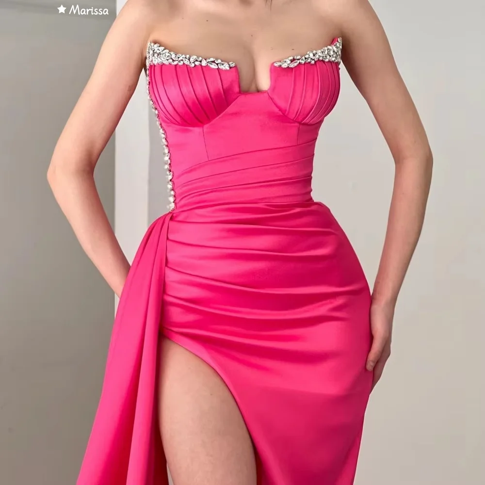 Marissa Abiti da ballo in tessuto di raso Abiti da sera a coda di pesce Donna Elegante abito da festa elegante da donna di lusso su misura Prom 2025