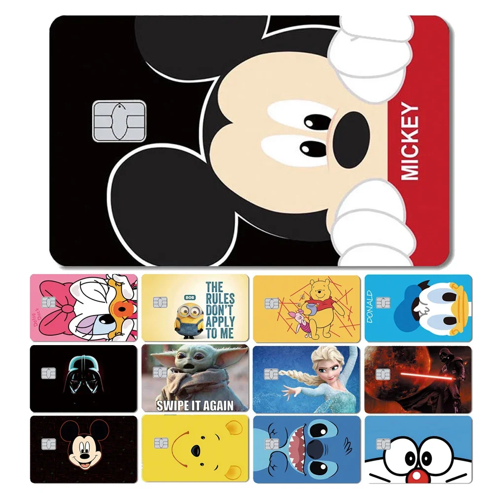 Mickey Mouse Donald Stitch Pooh Bear Anime Cartoon Sticker Film Skin for Credit Card Debit Bank Bus Card