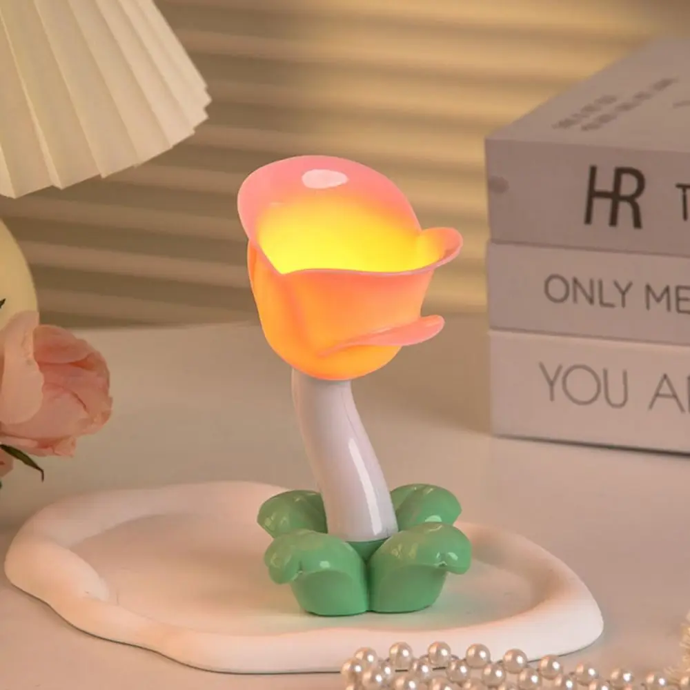 

Creative Eye Protection Tulip Night Light Battery Operated Romantic Table Lamp Atmosphere LED Decorative Desk Light Gift