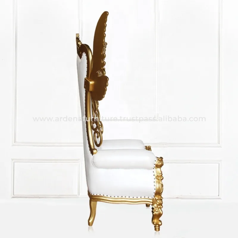 Wholesale Throne Chairs Event Party Chair Hotel Furniture with Special Wings Wedding Antique White Wood