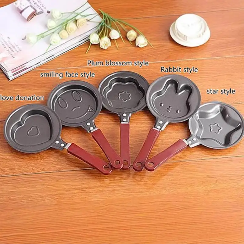 Mini Egg Fry Kitchen Supplies Breakfast Love Pan Pancake Pan Heart Omelette Pan Jarhead Without Pot Cover Cast Iron Black Items