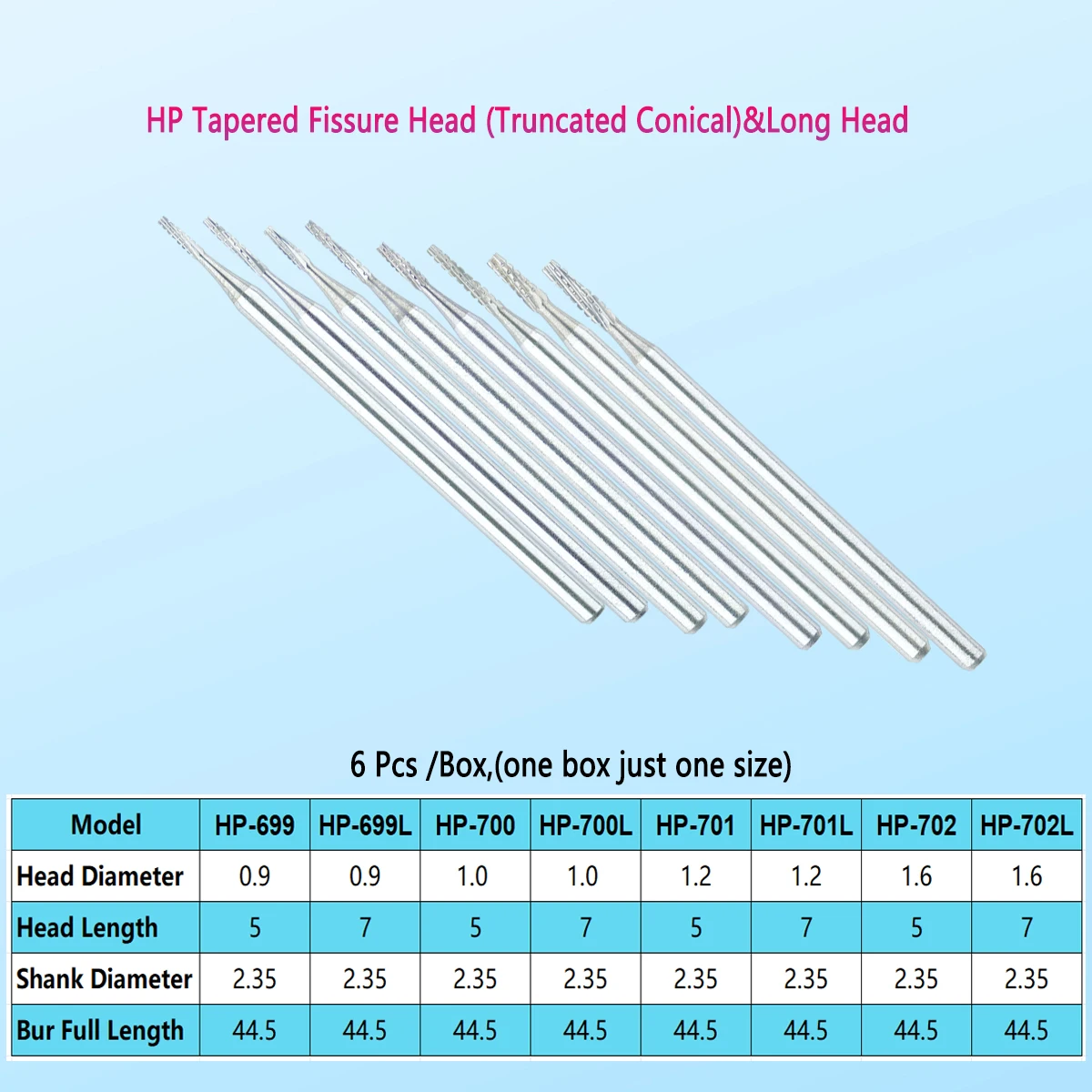 Dental Tungsten Carbide Burs Tapered Fissure Cross Cut Head Dental Strawberries HP For Straight Nose Cone Handpiece Dia2.35mm