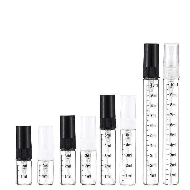 1 Pcs 2ml 3ml 5ml 10ml Scale Glass Bottle Refillable Spray Empty Perfume Travel Atomizer Cosmetic Container Sample Test Vials