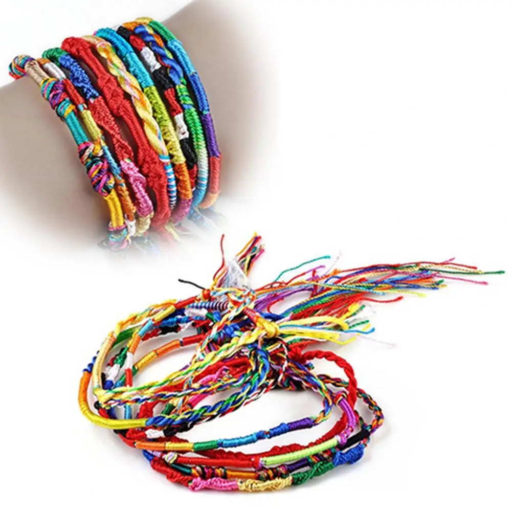 20Pcs Handmade Bracelets  Brazilian Woven Handmade Knitted Strands Fashion Cord Multicolor Bracelets for Club Fashion Jewelry