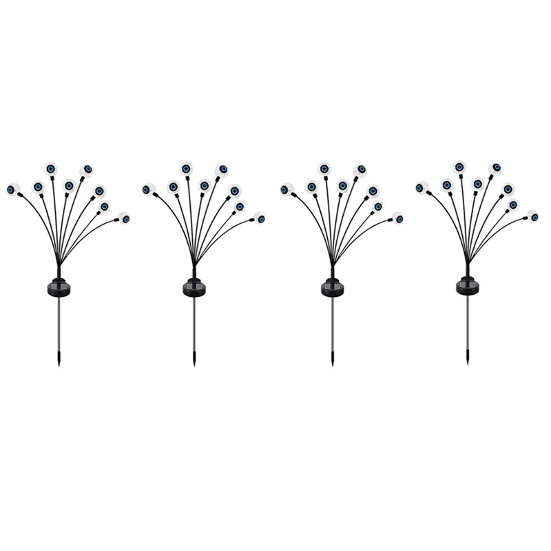 HFES زينة الهالوين أضواء مقلة العين في الهواء الطلق، 4 قطع 8 المصابيح أضواء المسار الشمسية يتمايل بواسطة الرياح لساحة الحديقة الأرجواني دائم