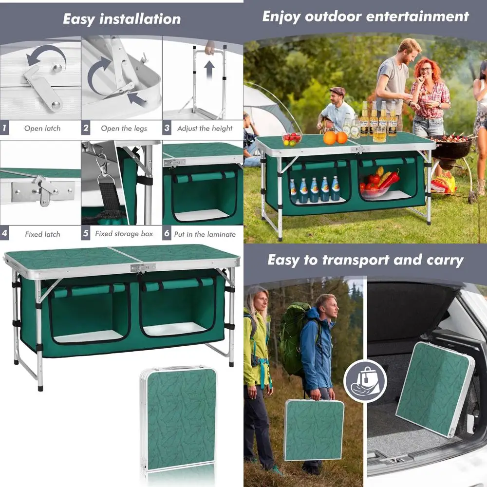 

Складной стол с регулируемыми ножками для использования на открытом воздухе, на пляже, во дворе, для барбекю и пикников