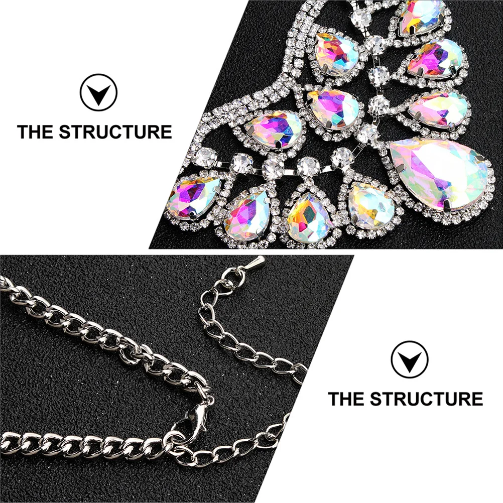 

1Pcs Elaborate Neck Adornment Colorful Rhinestone Necklace Creative Design Women All Ages Wedding Party Daily Use