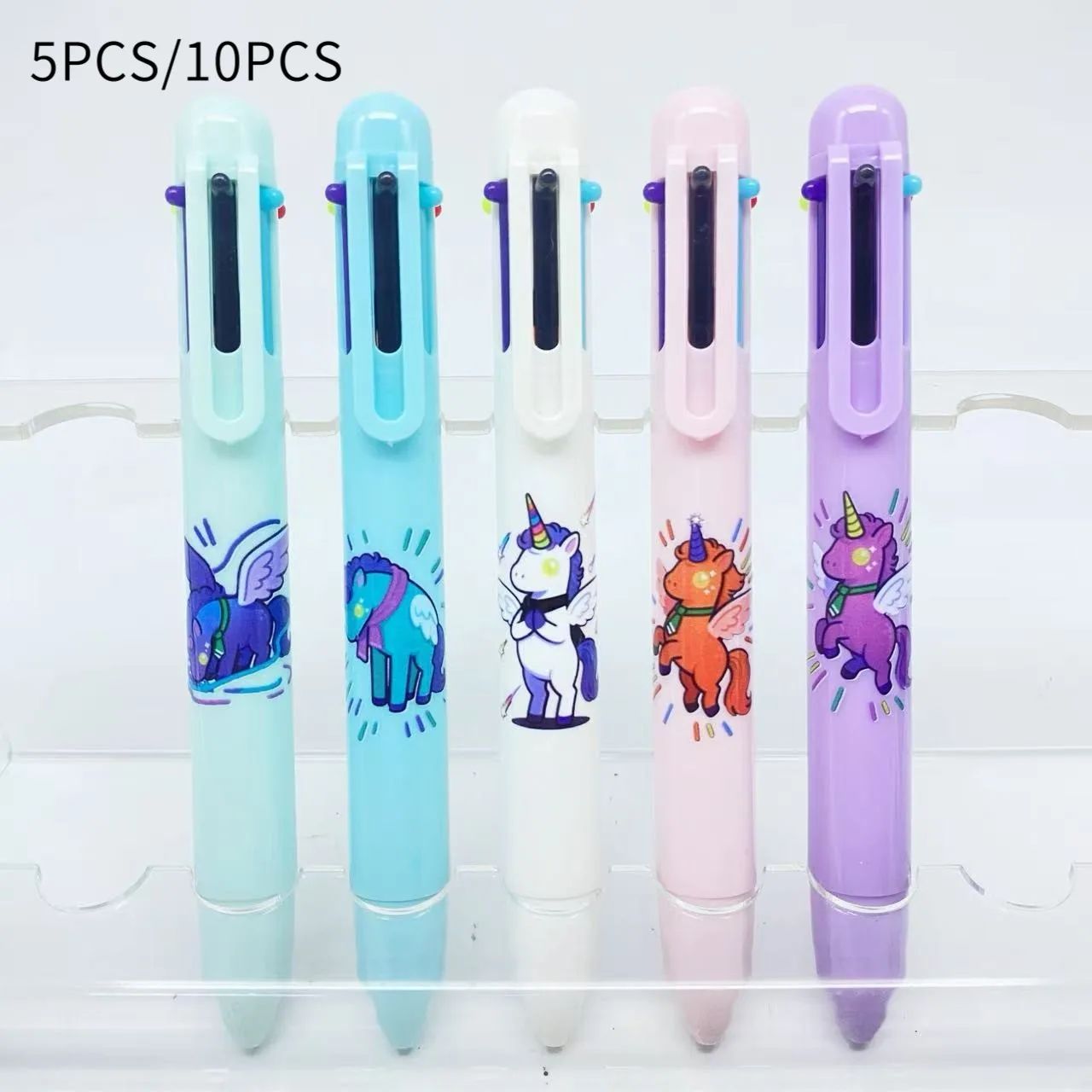 

5 шт./10 шт., набор разноцветных шариковых ручек с разноцветными линиями пони, шариковая ручка «шесть цветов в одном», студенческий маркер