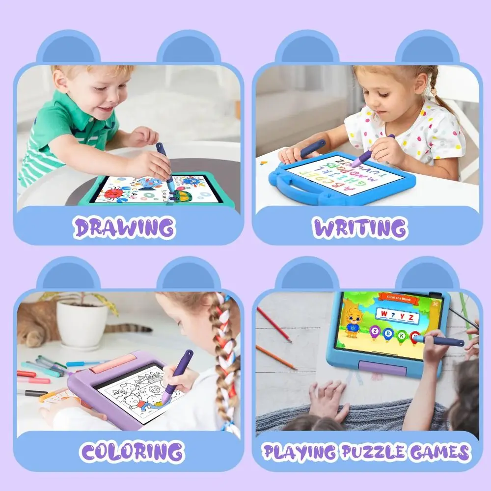 Anti-Rolling Kid-Friendly Stylus Pens Silicone Touch Screens Tablet Stylus Pens with Anti-lost Tether All Touch Screen Devices