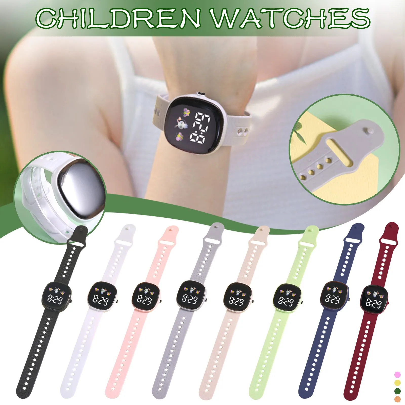 Reloj para niños adecuado para estudiantes, relojes electrónicos para deportes al aire libre, pantalla, tiempo, mes, relojes de pulsera digitales