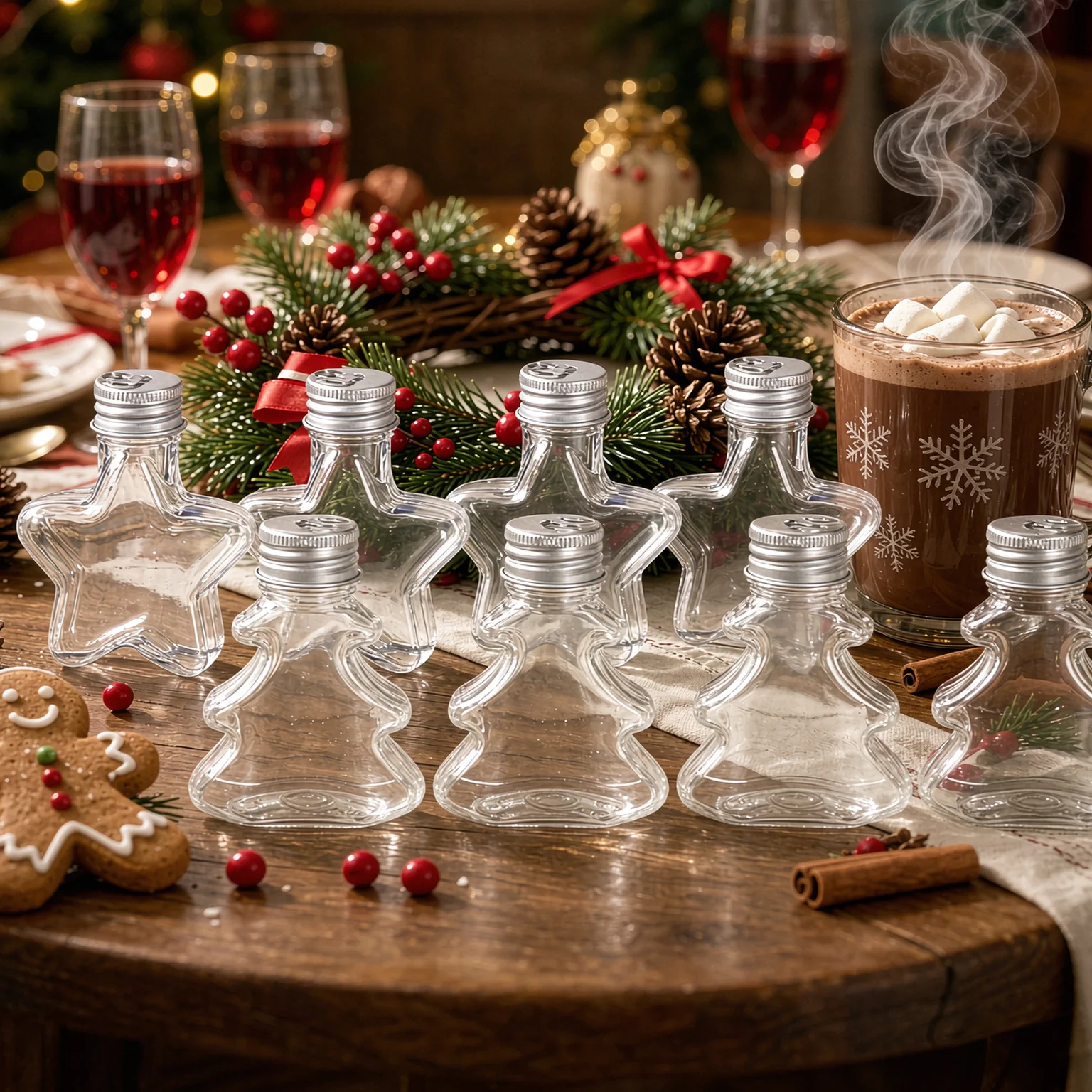 10/20 Pcs Star Christmas Tree Decorative Bottles Clear Plastic Empty Vials Silvery Screw Caps Mini Transparent Jars Candy TMZ
