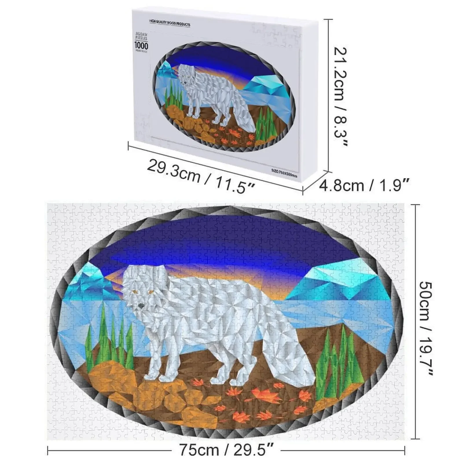 Puzzle drewniane z własnym zdjęciem, motyw: Arctic Triangle Fox, personalizowany prezent.