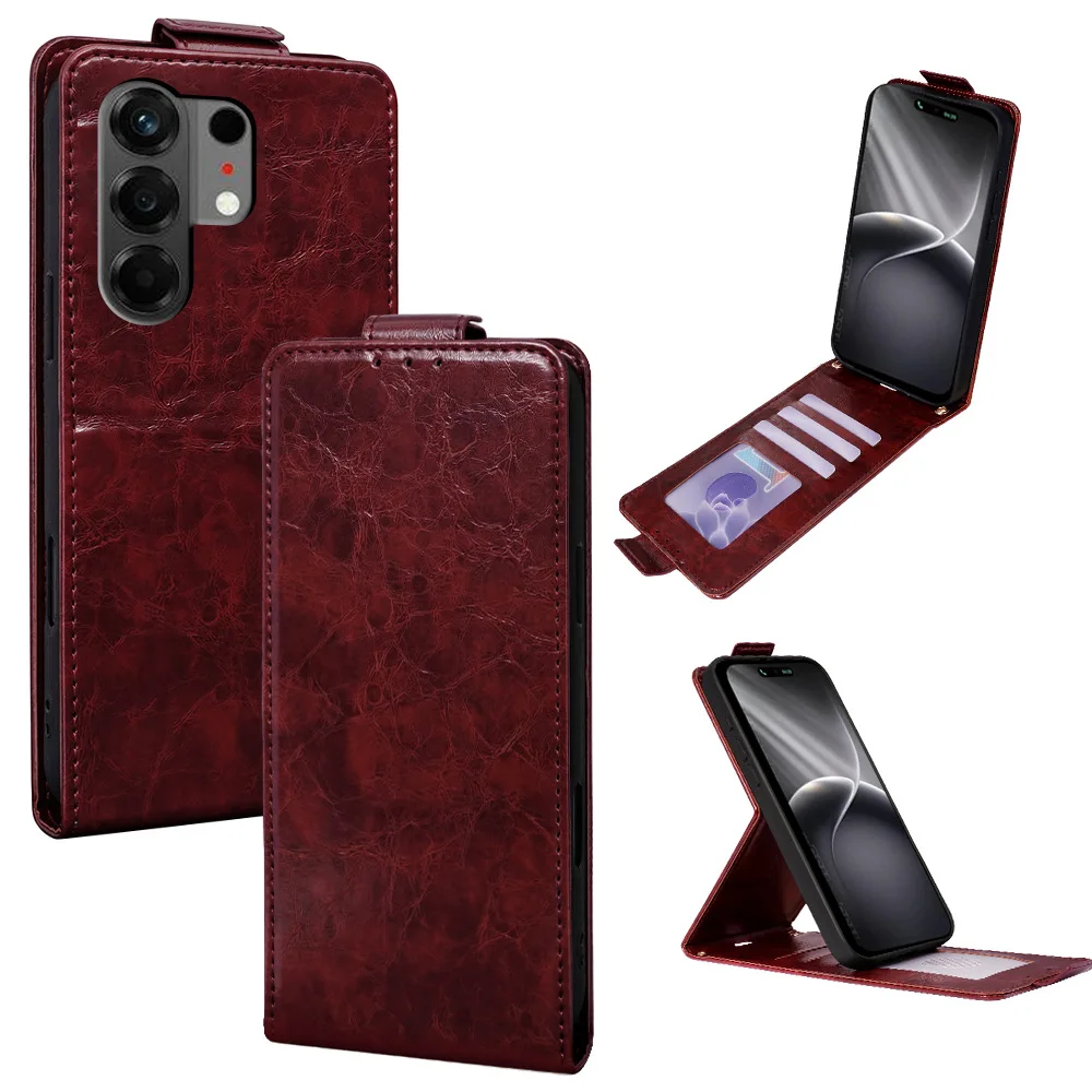 Magnetic Vertical Flip Cover for Samsung Galaxy F17 M17 M07 F06 M16 M35 C55 F15 M34 M54 M33 M53 M52 F12 M31 M21 XCover7 5 6 Pro