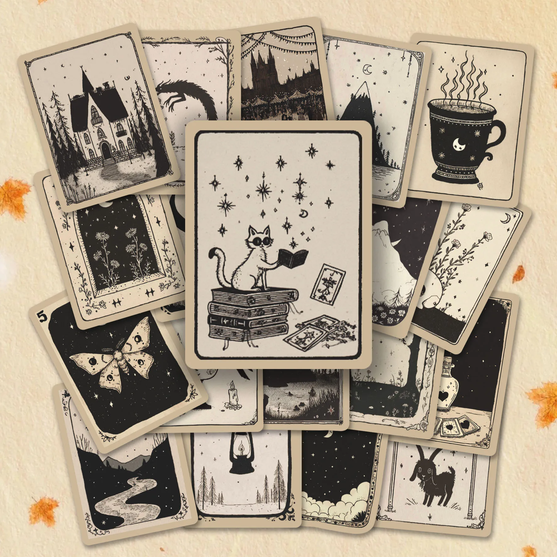 50pcs Vintage Gothic Manuscript Stickers Pack, Mystical Vinyl Decals for Laptop & Water Bottle, Ideal for Occult & Dark Vibe Fan
