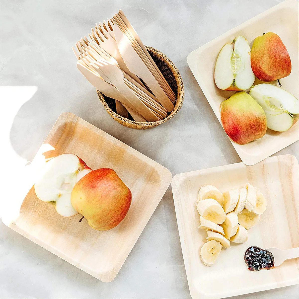 

5pcs Disposable Degradable Palm Leaf Plates Eco-Friendly Wooden Party Tableware For Wedding Baby Shower Birthday Banquet