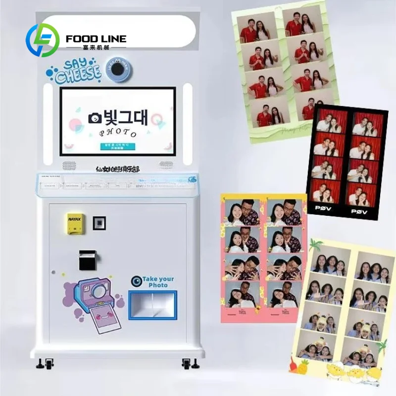 Customized Korean Photo Booth Photo Vending Machine 27-Inch Touch Screen Studio Photo Booth for Wedding Party Rental Events