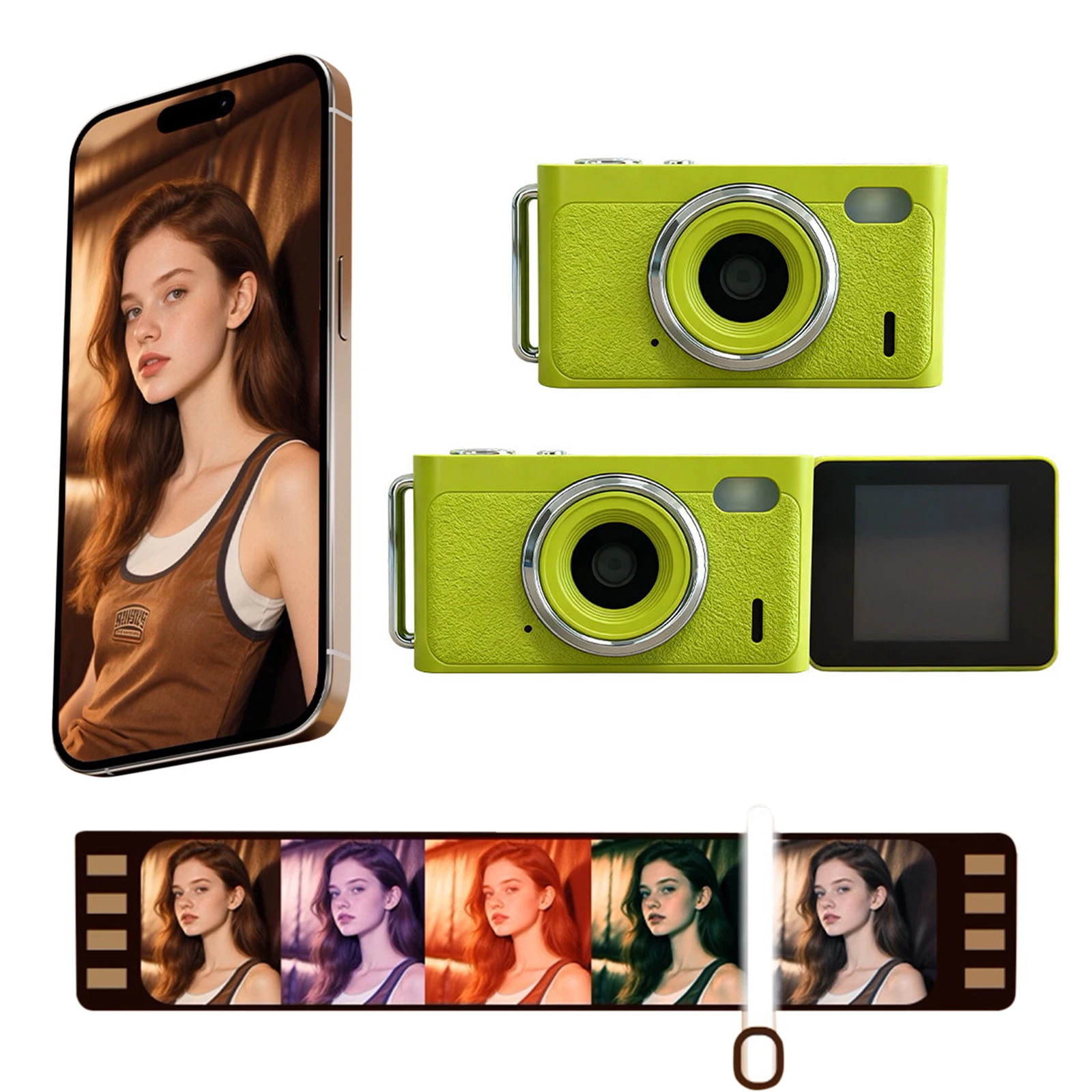 

Компактная фотокамера 1080P HD CCD с откидной крышкой для селфи, с ремешком, подарок для начинающих, подростков и взрослых