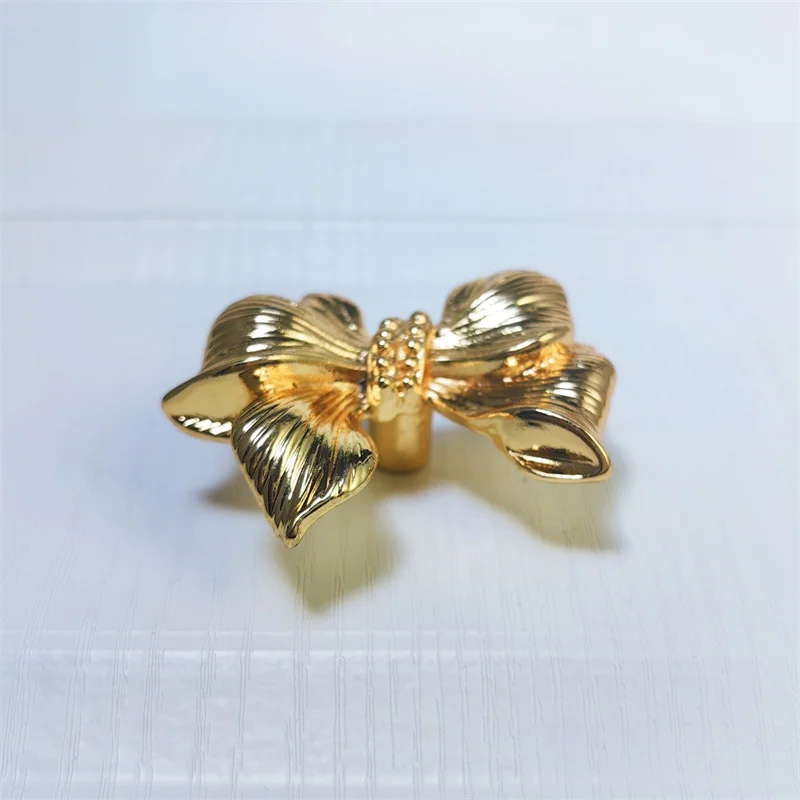 Golden Furniture Handle And Knob Single Hole Bowknot Cabinet Handles Door Drawer Knobs Kitchen Cupbaord Wardrobe Closet Pulls