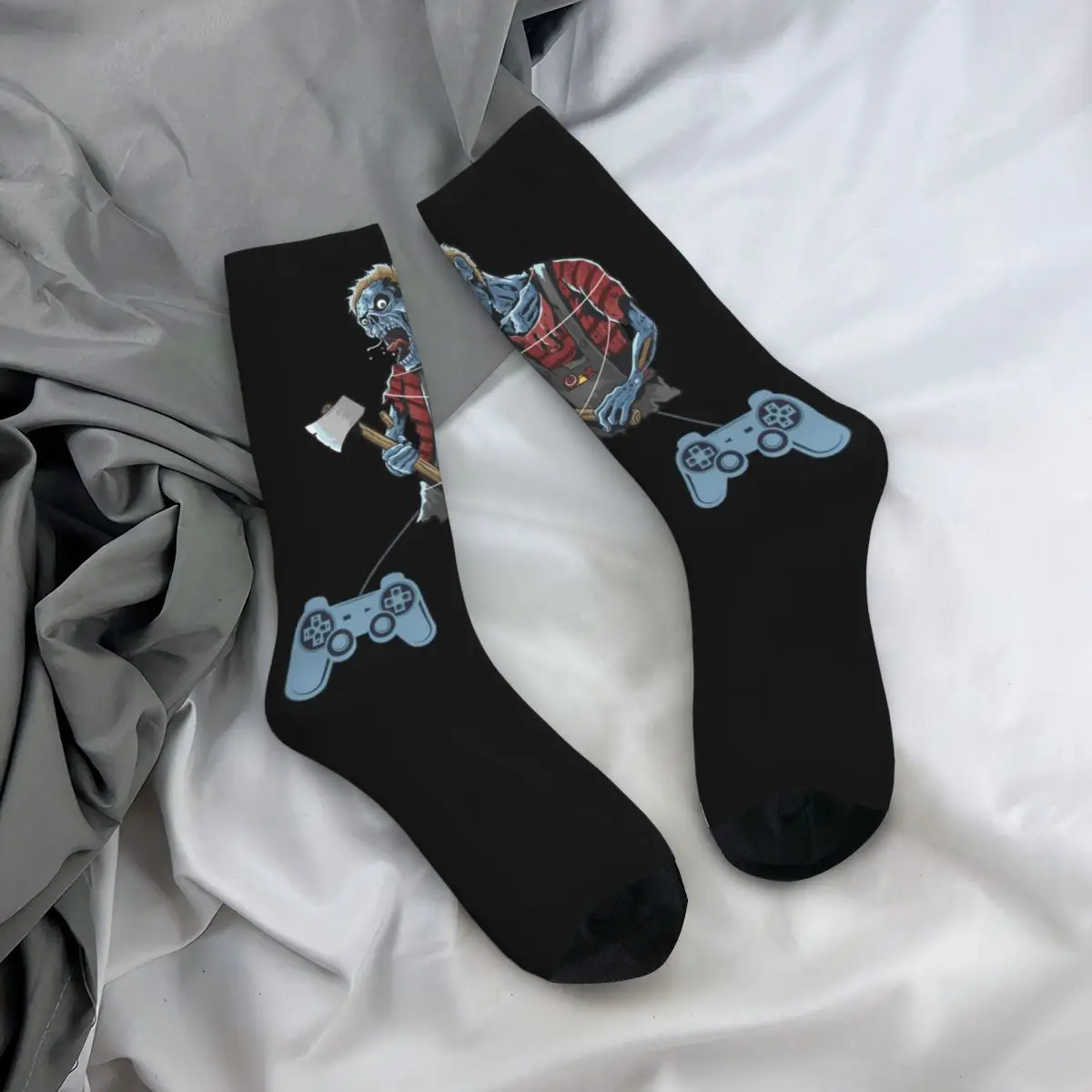 Vintage Zombie Gamer Controllers Crazy Men's compression Socks Unisex Zombie Video Gamer Street Style Pattern Printed Crew Sock