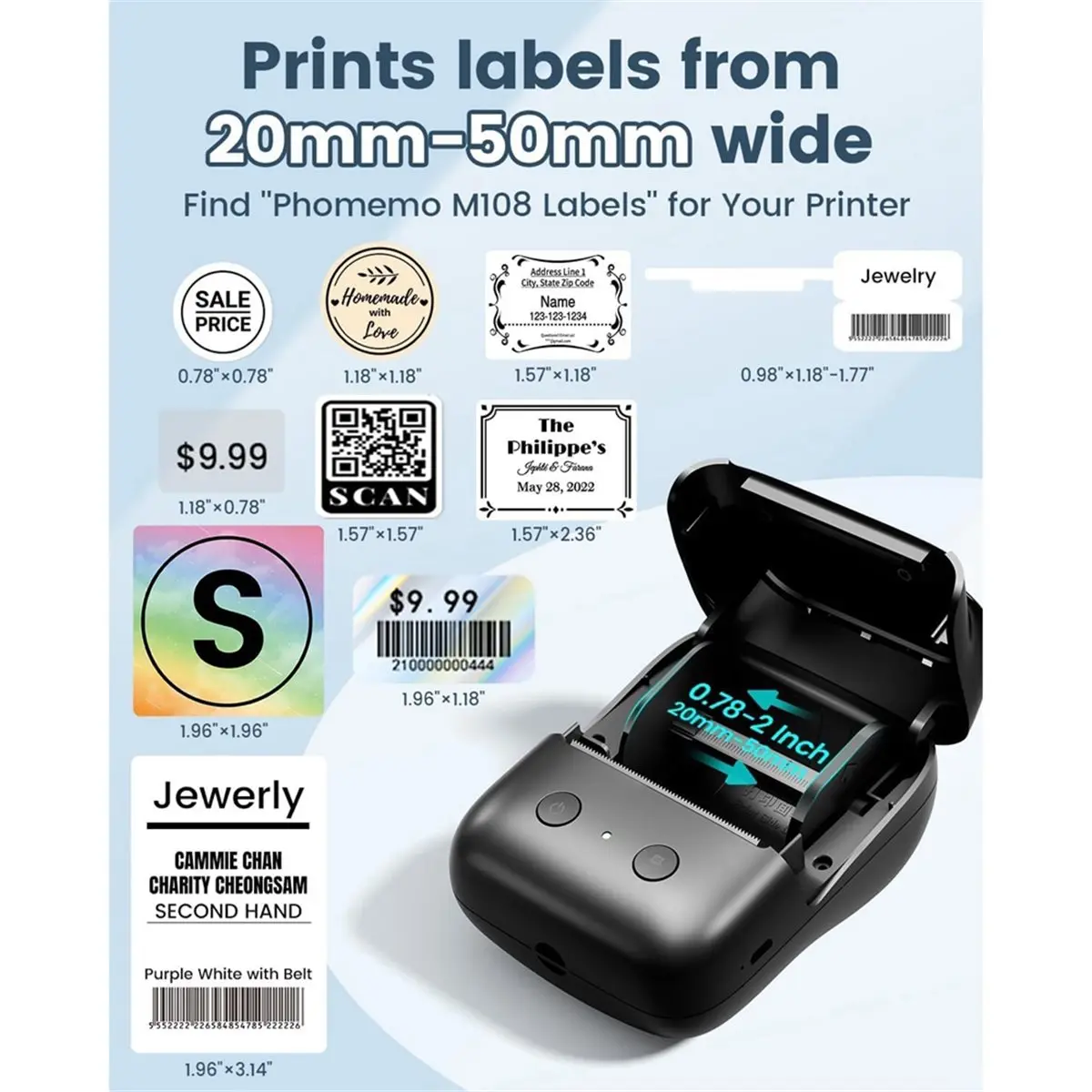 HOT M108 Label Maker Machine, Portable Bluetooth & USB Address Label Printer for Home School 【SPECIAL OFFER】