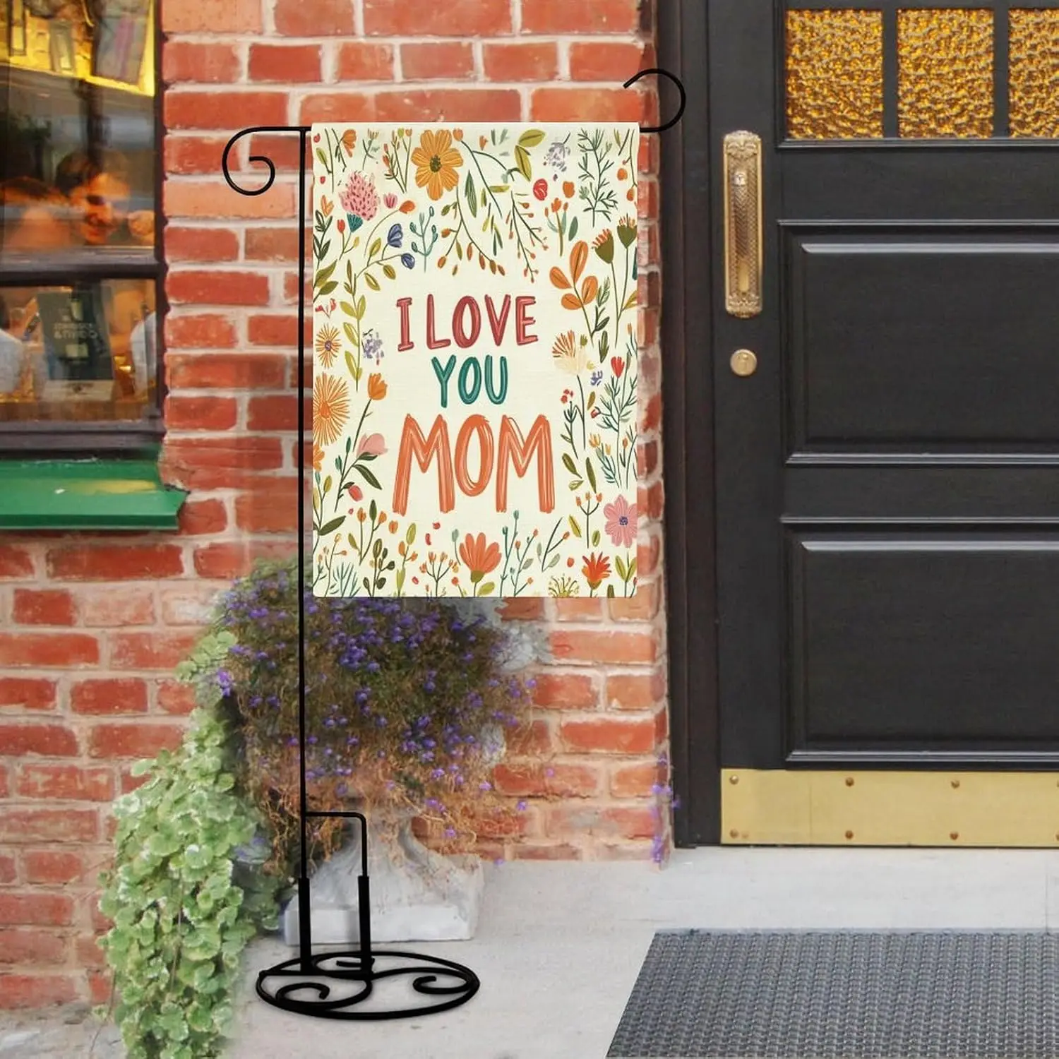 I LOVE YOU MOM Small Garden Flag Double Sided Outside 12x18 Inch Happy Mothers Day Flag Farmhouse Flags for Outdoor Decorati UUX