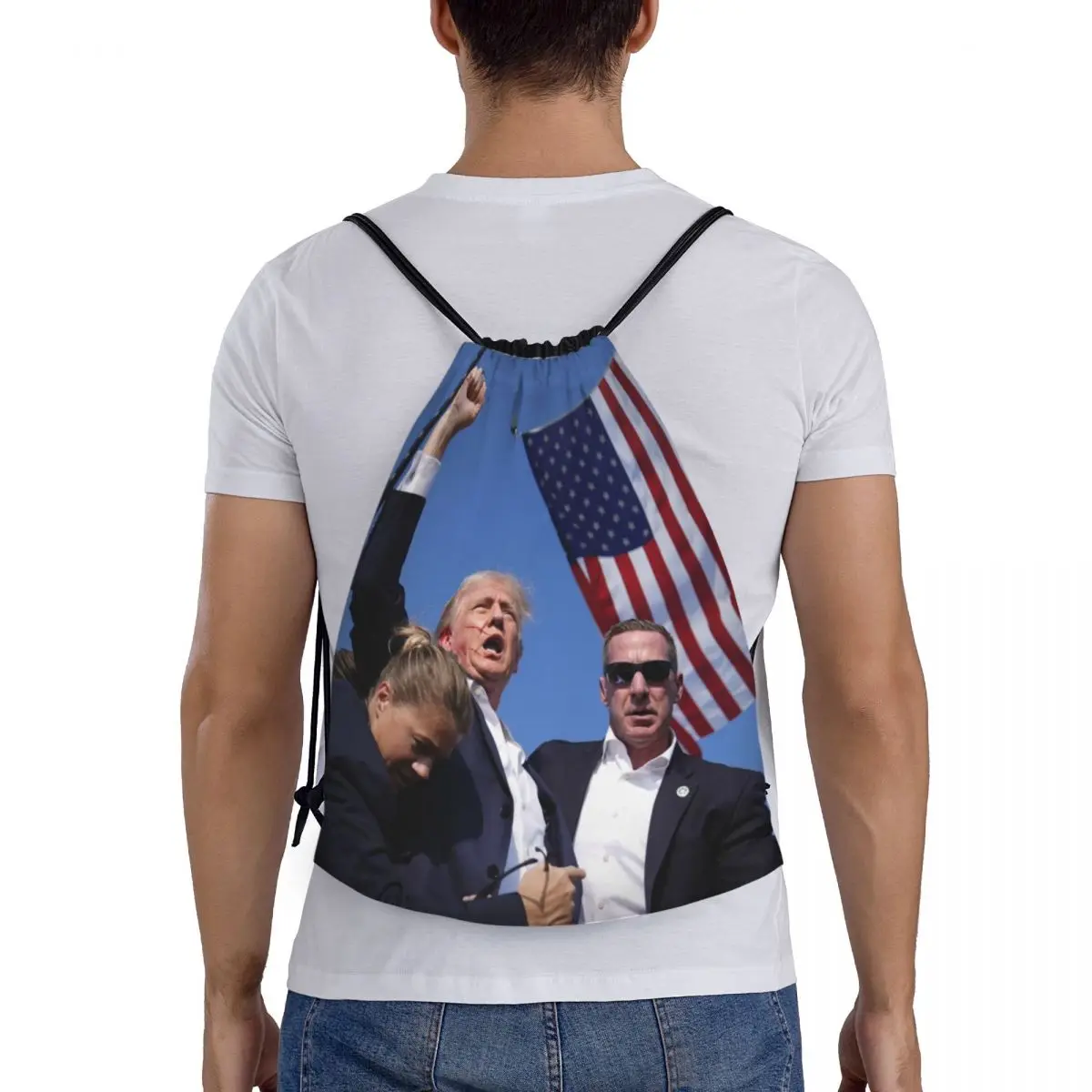 2024 Trump Rallye Shooting Bag Kordel zug Rucksack Sport Gym Sackpack Donald Trump Shot String Taschen für Yoga