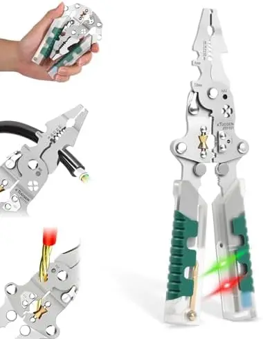 

Tuvilo 18-in-1 Foldable Wire Stripper with Voltage Tester