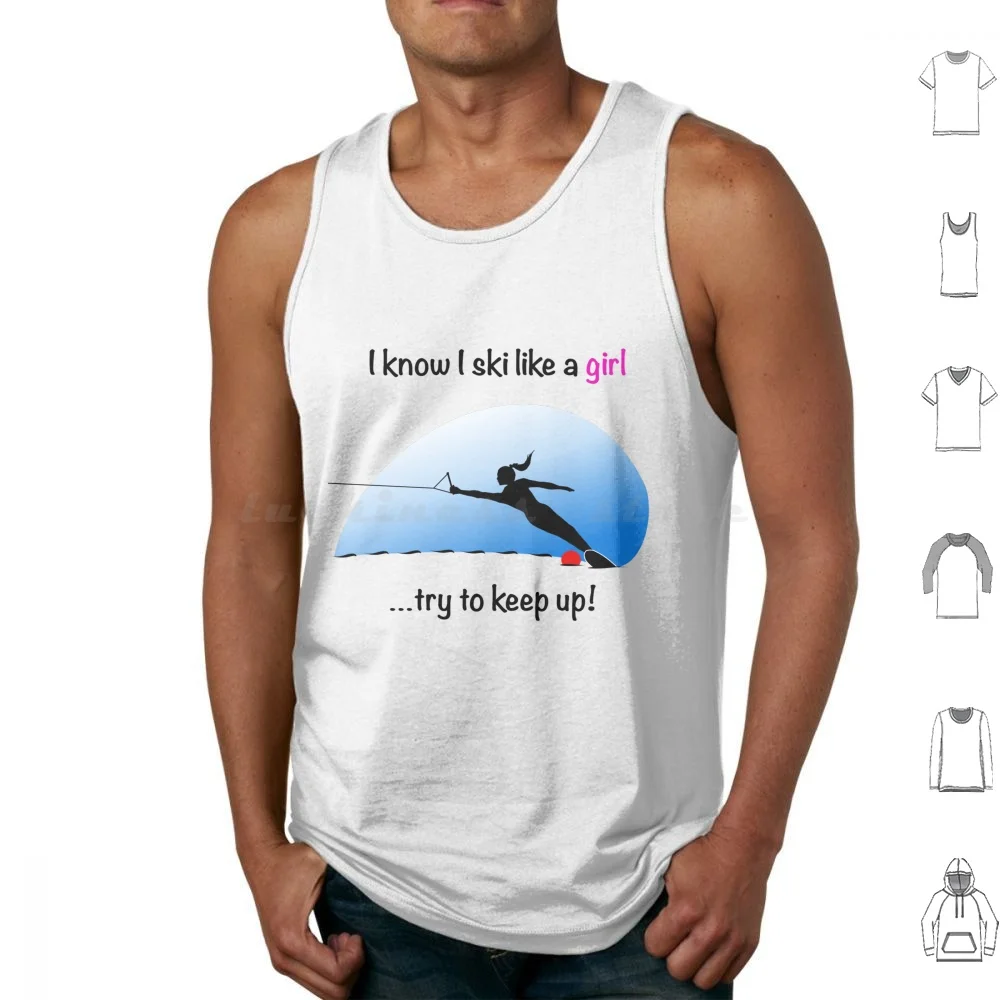 Girl Water Skier Tank Tops Vest Sleeveless Boat Slalom Skier Beach Waterskiing Water Skiing Skiing Fun Sports Water