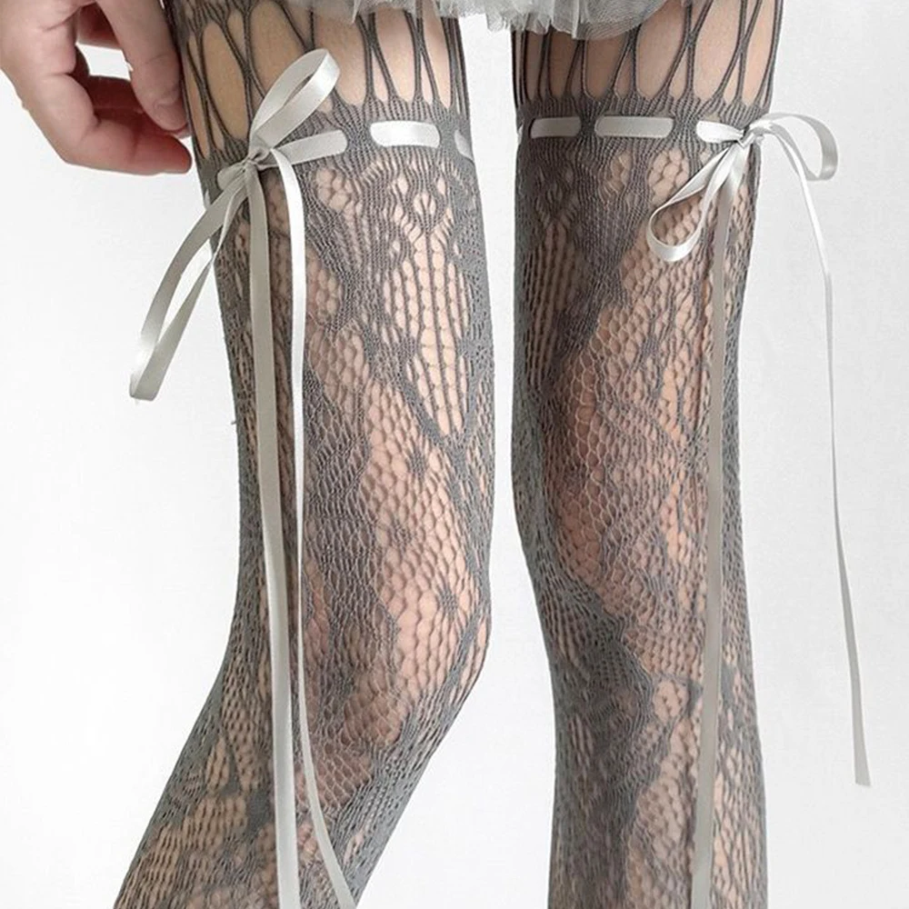 New Beige Tight Fitting Women's Sexy Transparent Mesh Y2K Sweet and Fashionable Mesh Stockings Jk Uniform Lace Sexy Stockings view 5