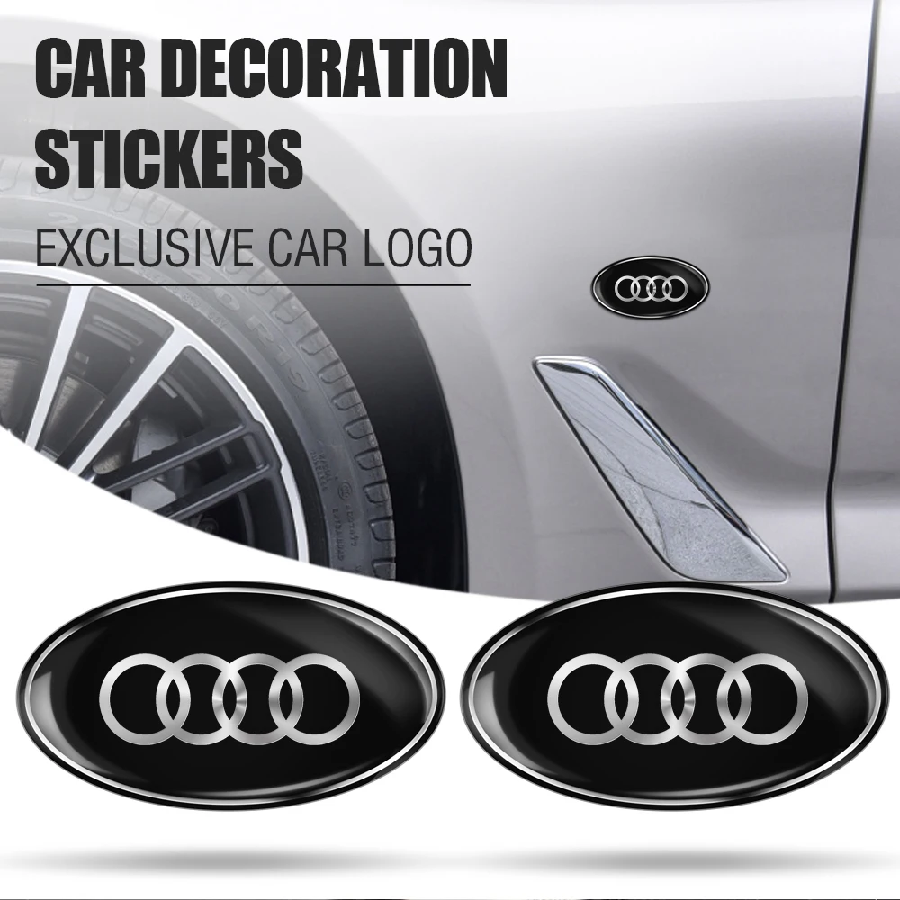 3D Car Oval Aluminum Cover Emblem Sticker Auto Accessories For Audi Sline Quattro Q3 Q5 Q7 A1 A2 A3 A4 A5 S3 S5 SQ5 SQ7 RS5 RS7
