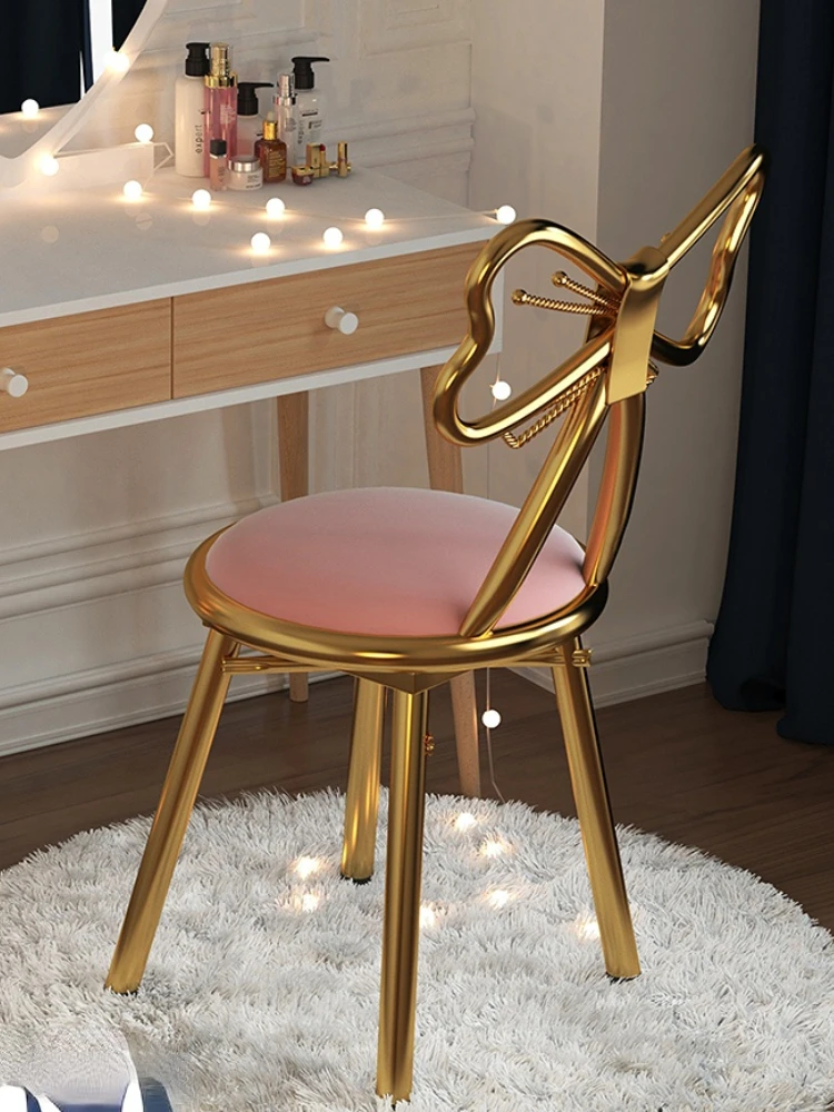 Pink Chair Simple Modern Luxury Butterfly Chair Makeup Dressing Table Stool Nordic Girl Backrest Accent Chairs Living Room