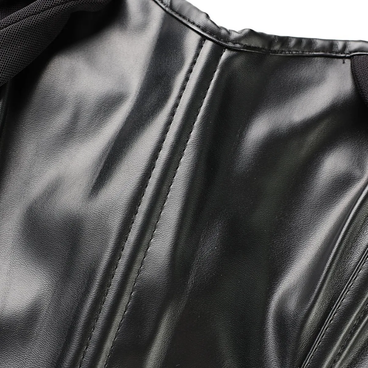 2025 خياطة شبكية جديدة مثيرة بكتف واحد من الداخل والخارج من الجلد TEMU #5