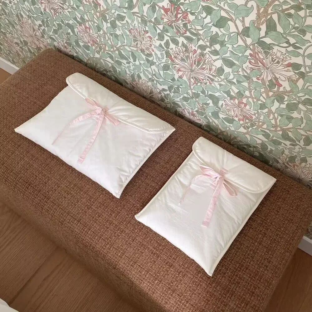 Bow Knot Computer Bag Black Pink Bow Tablets Computer Storage Handbag Women Korean Sweet Ballet Cosmetic Storage Pouch