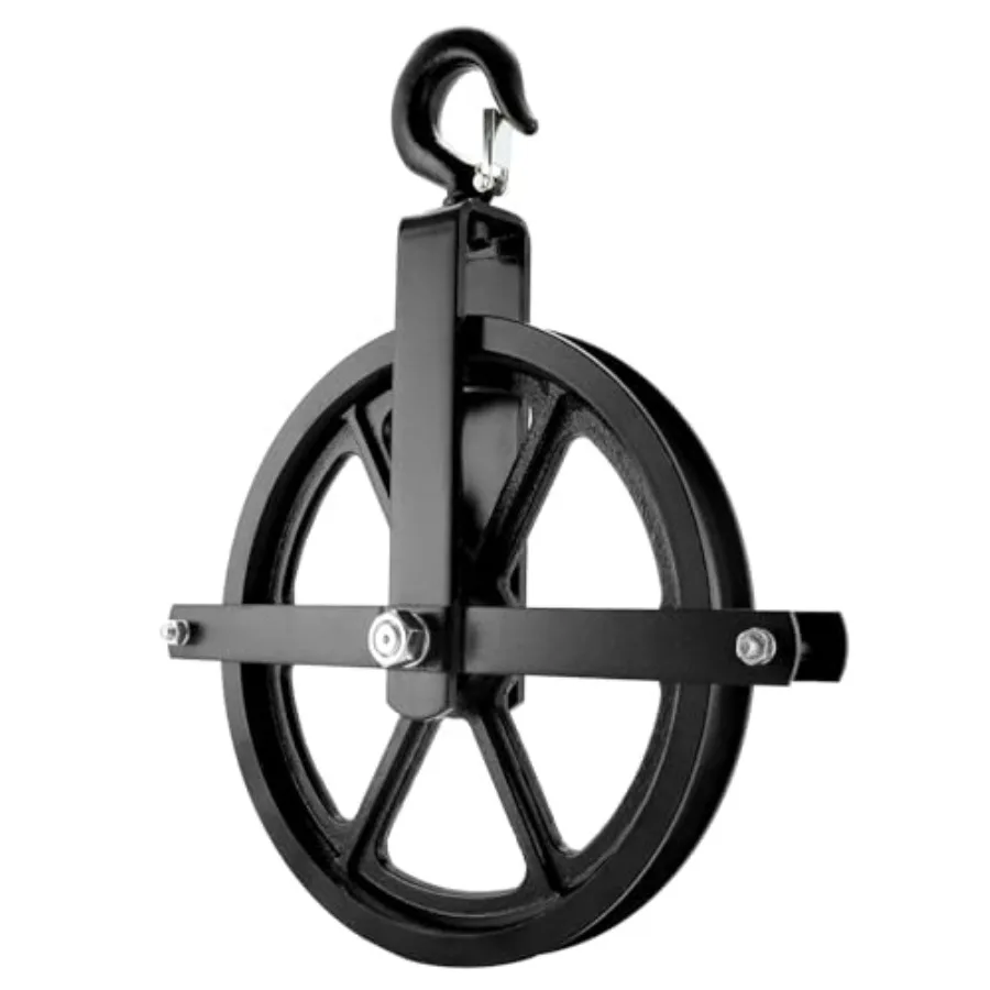

QWORK Scaffolding Wheels, 12" Aluminum Lifting Pulley, 1000 Lbs Ladder Hook Pulley Scaffold Hoist Pulley for Lifting with Rope