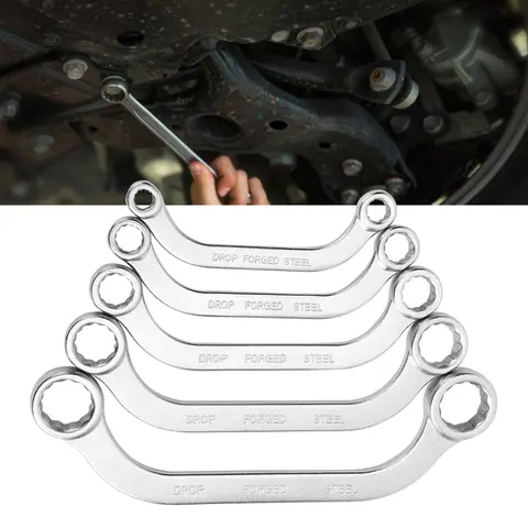 반달 양면 크롬 바나듐 스틸 스패너, 메트릭 렌치 키트, 8-22mm, 5 개