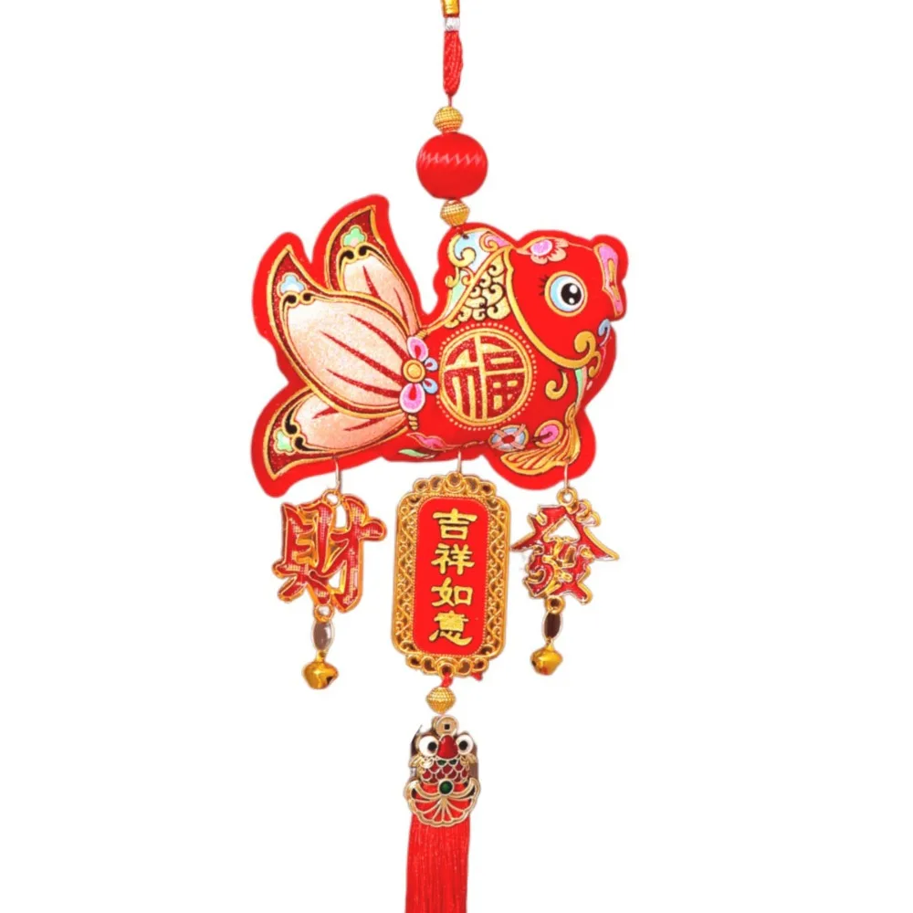 

Small Lantern New Year Fish Pendant Hanging Traditional Lucky Bag Pendant Tassels Red Spring Festival Ornament Party Supplies