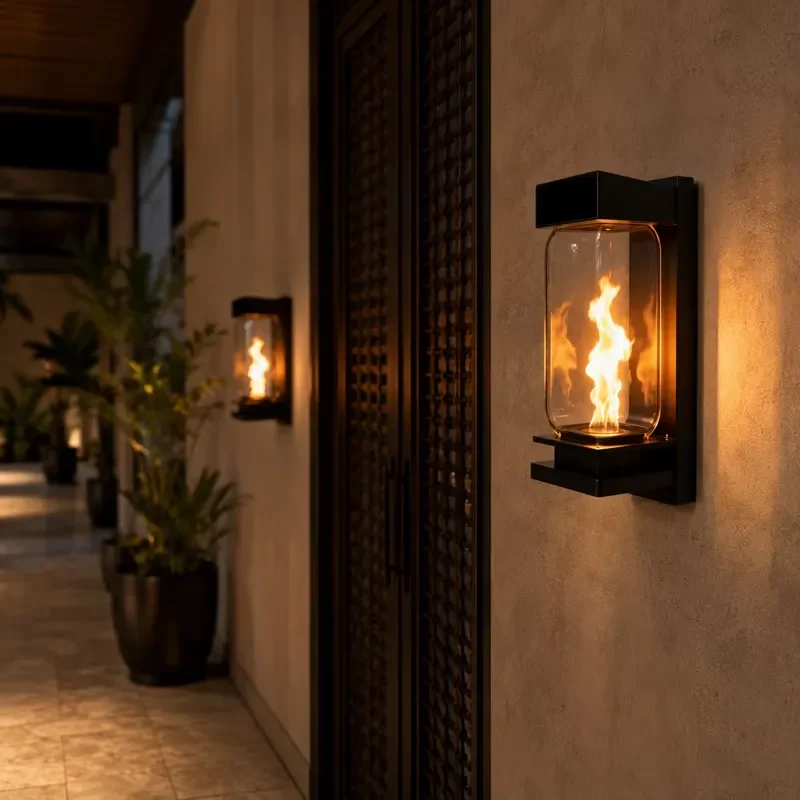 Wall Sconce Modern Bronze Stainless Steel Tempered Glass Customized for Villa Home Outdoor Entryway Garden Patio Exterior