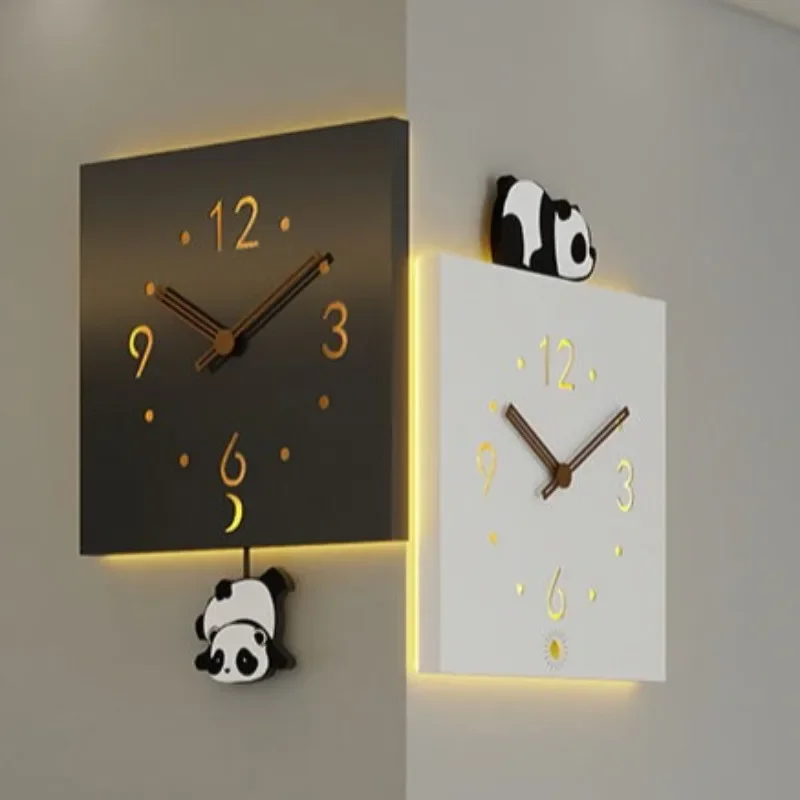 Corner Luminous Wall Clock Double Sided Wall Watch Elegant Large Decorative Clocks Modern Aesthetic Living Room Pendulum Watches