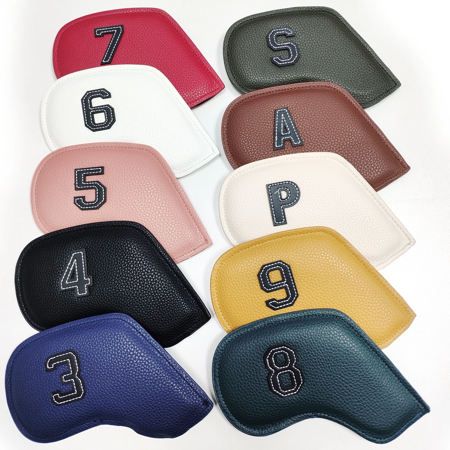 Cubierta de cabeza de hierro para Golf, funda de número bordada, accesorios de equipo de entrenamiento deportivo, 3-9,P,S,A, 10 unidades por juego