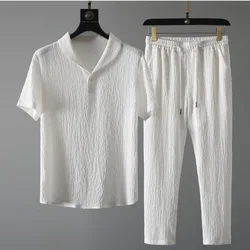 Conjunto deportivo de seda de hielo para hombre, ropa informal de secado rápido, cómoda, transpirable, 4XL talla grande, novedad de verano 2024