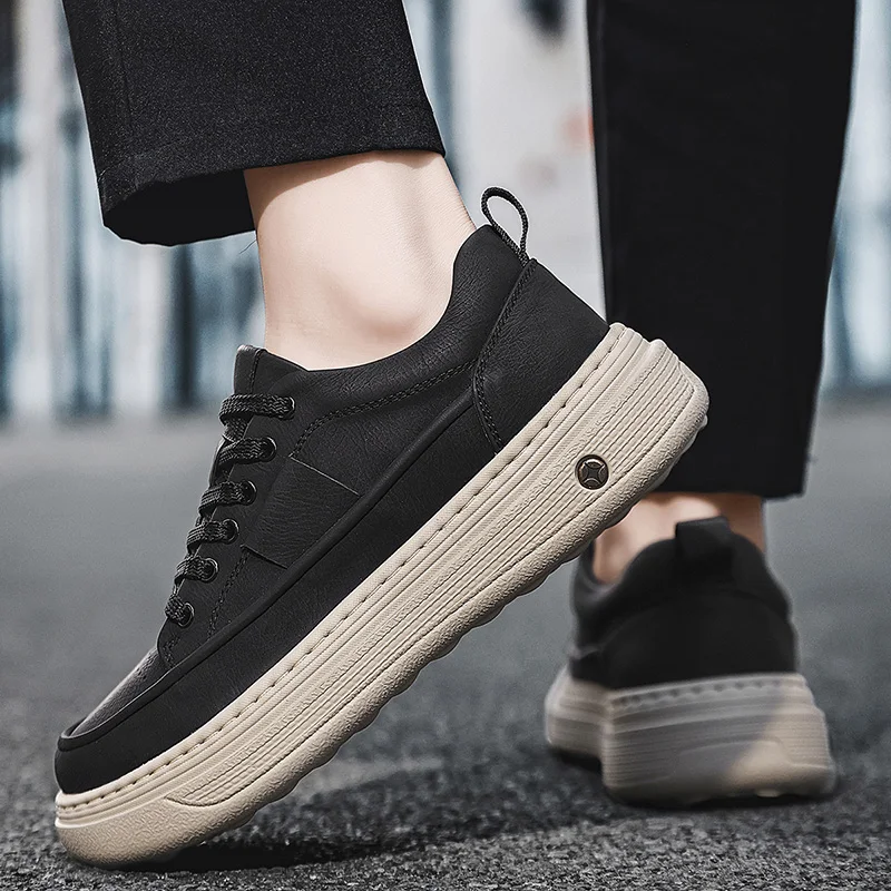 Mens heightening thick soled shoes breathable and anti-slip increase height by 4 centimeters suitable for mens casual wear