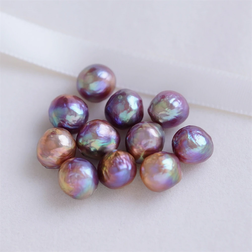 Single 8-13mm Unique Colorful Baroque Natural Wrinkle Colored Pearl Powder Beads Half drilled for DIY Pendant Earring Necklace